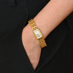 Seiko 1F21-5F40 Woven Link Bracelet Tank Watch