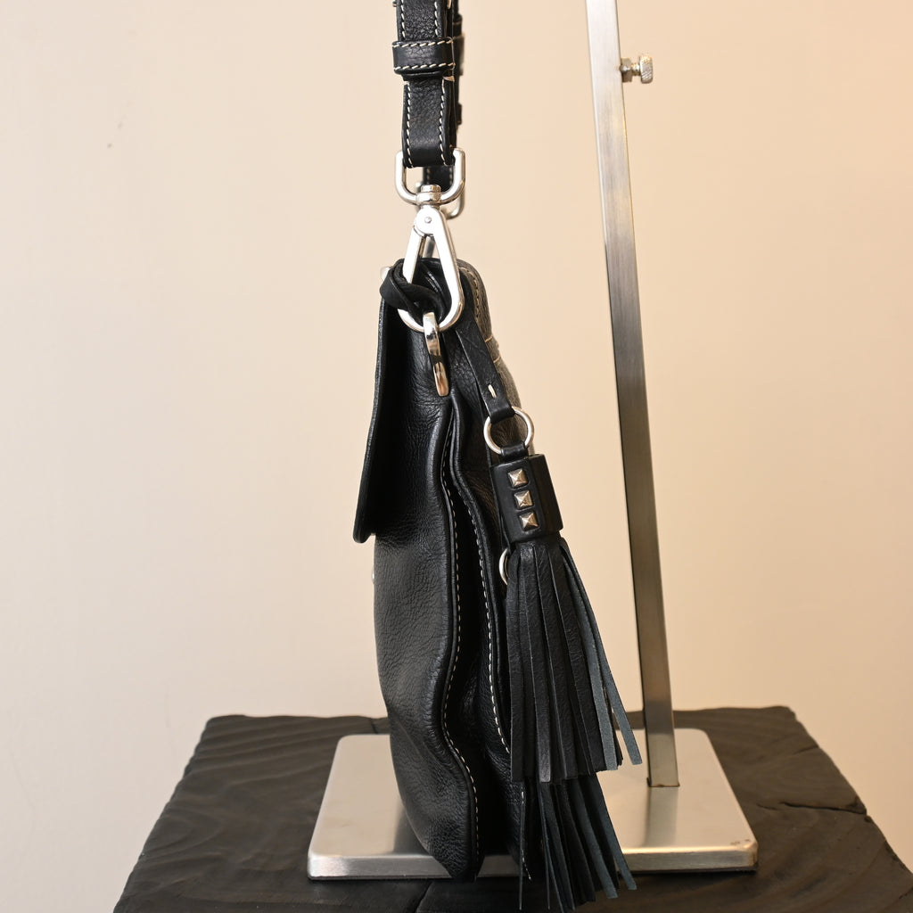 Prada Nappa Circle Buckle Tassel Square Flap
