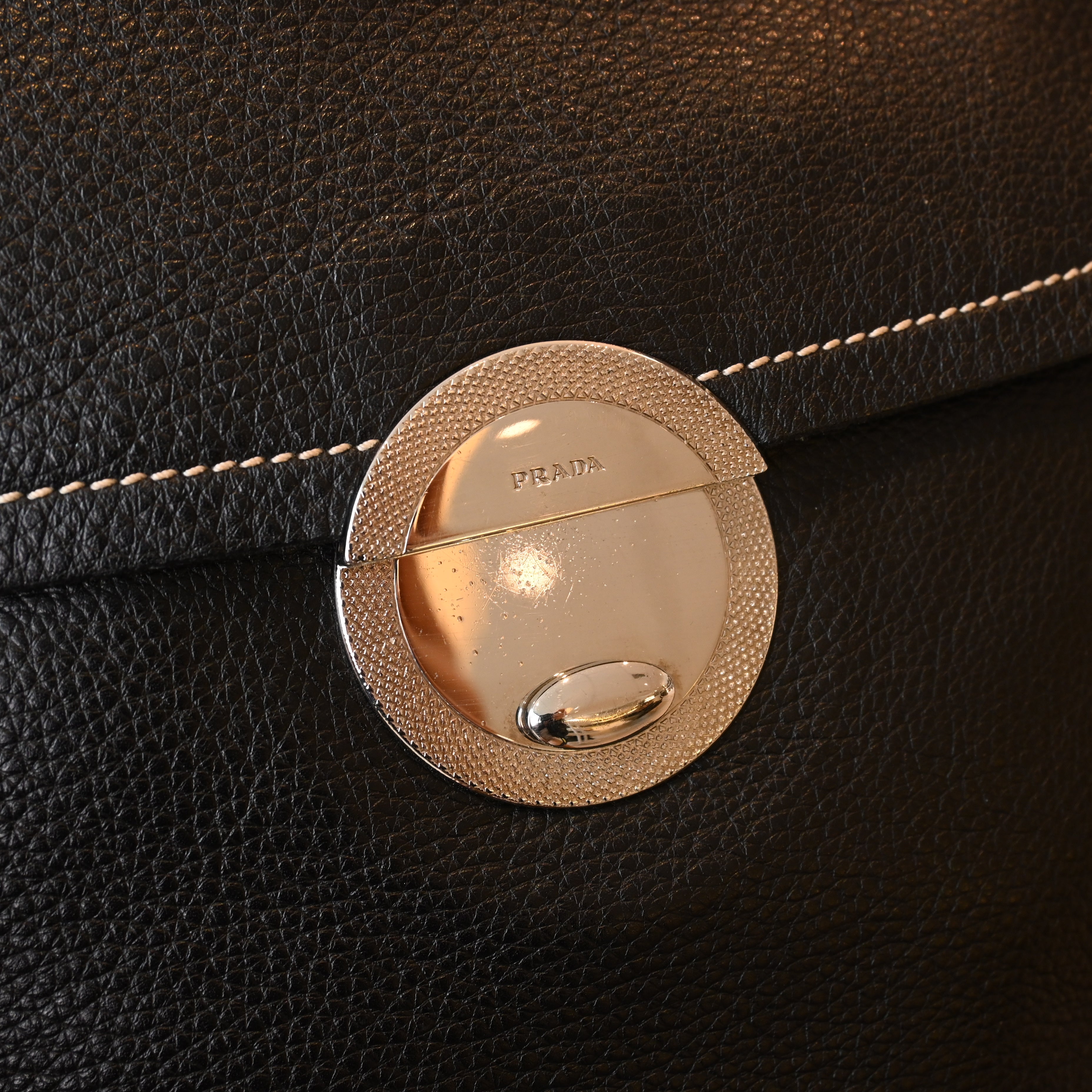 Prada Nappa Circle Buckle Tassel Square Flap