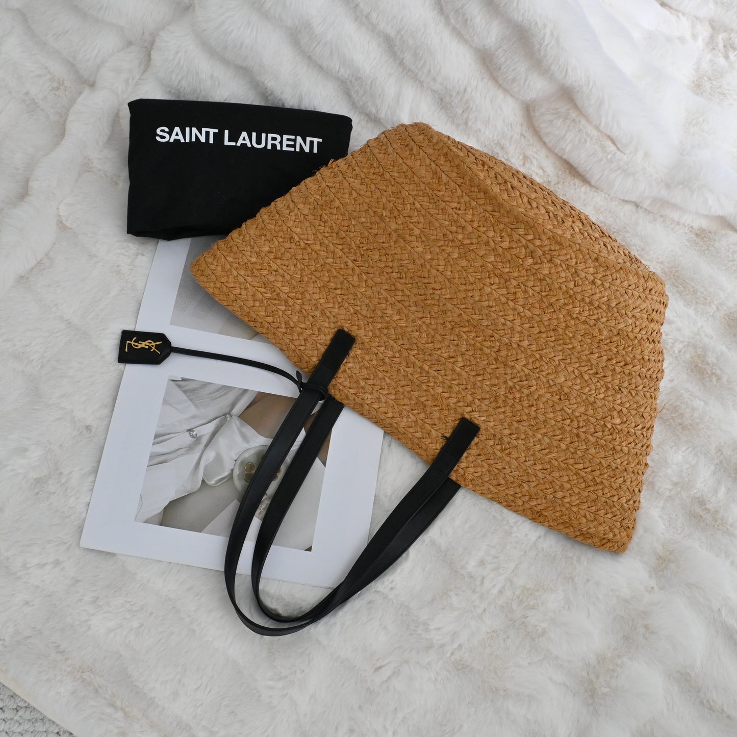 Yves Saint Laurant YSL Medium Panier Raffia Tote