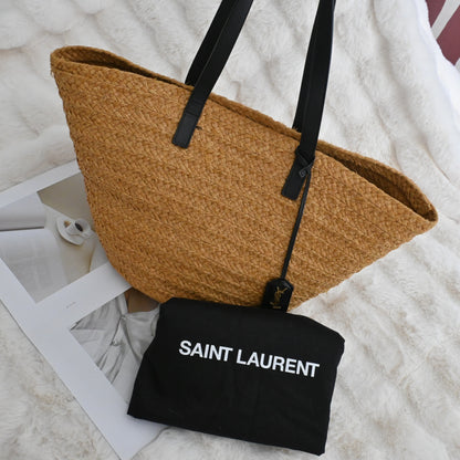 Yves Saint Laurant YSL Medium Panier Raffia Tote - Leluxe Vintage Sdn. Bhd.