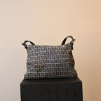 Fendi Mamma Baguette Zucchino Navy Shoulder Bag