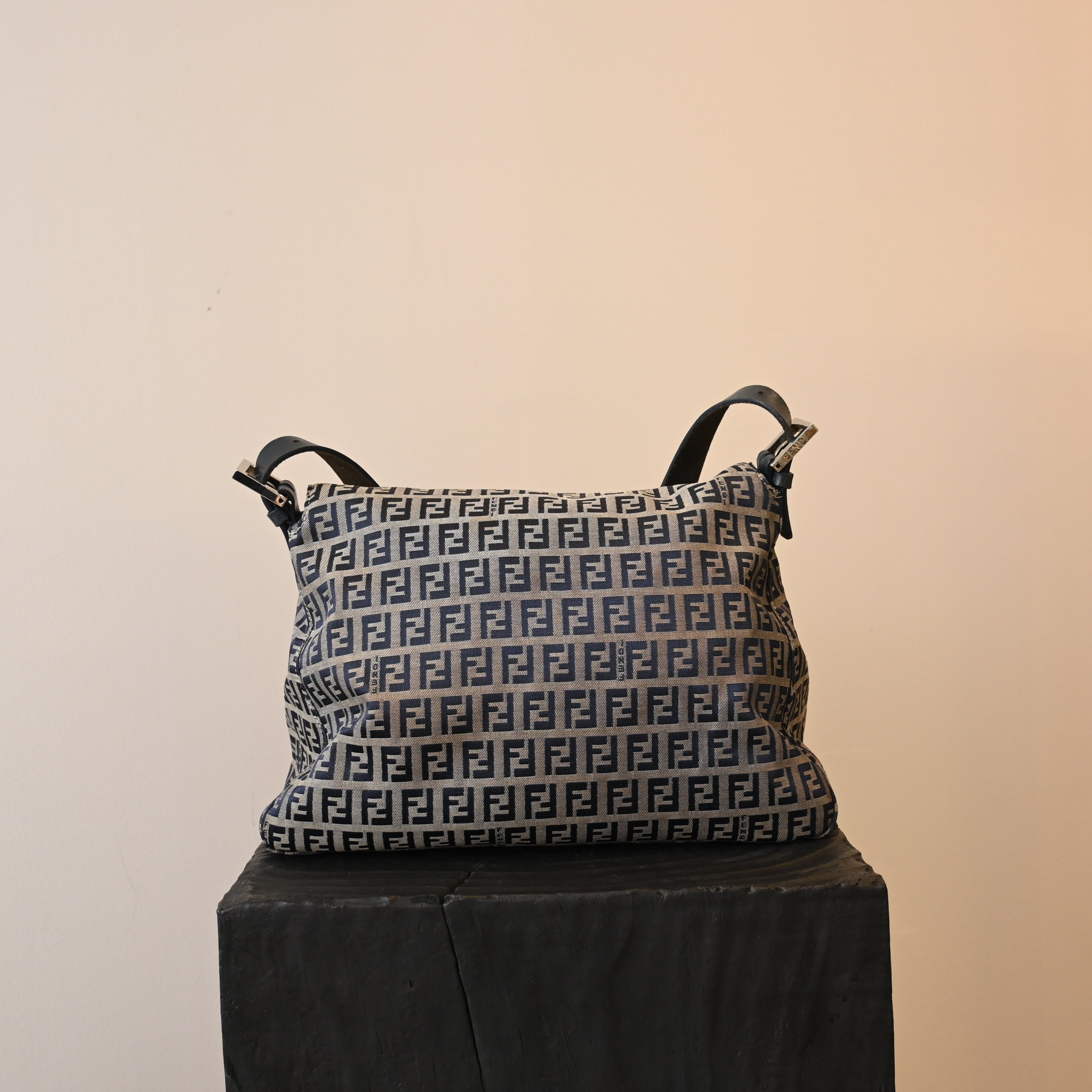 Fendi Mamma Baguette Zucchino Navy Shoulder Bag