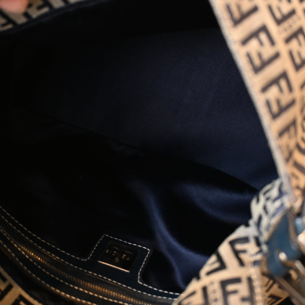 Fendi Mamma Baguette Zucchino Navy Shoulder Bag