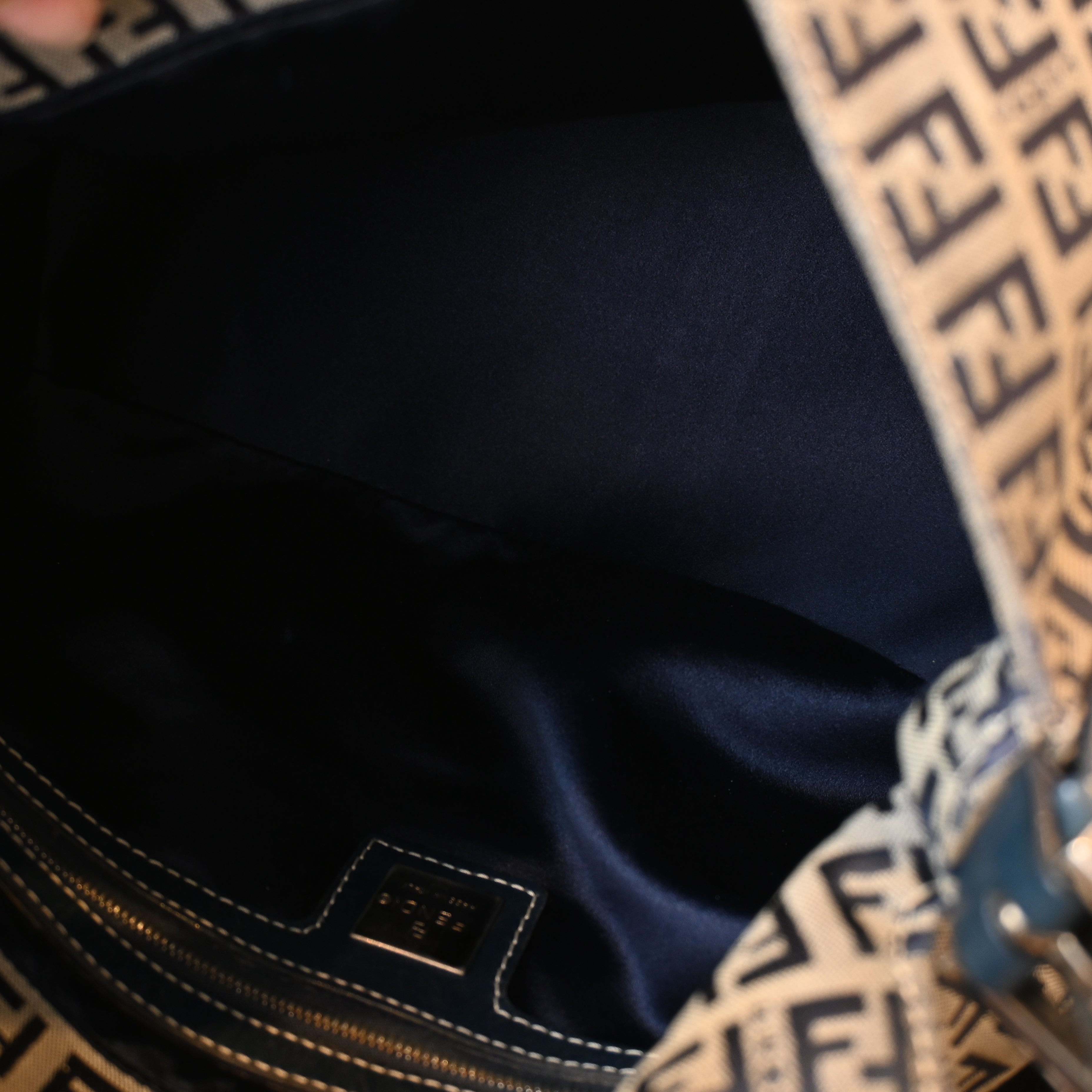 Fendi Mamma Baguette Zucchino Navy Shoulder Bag