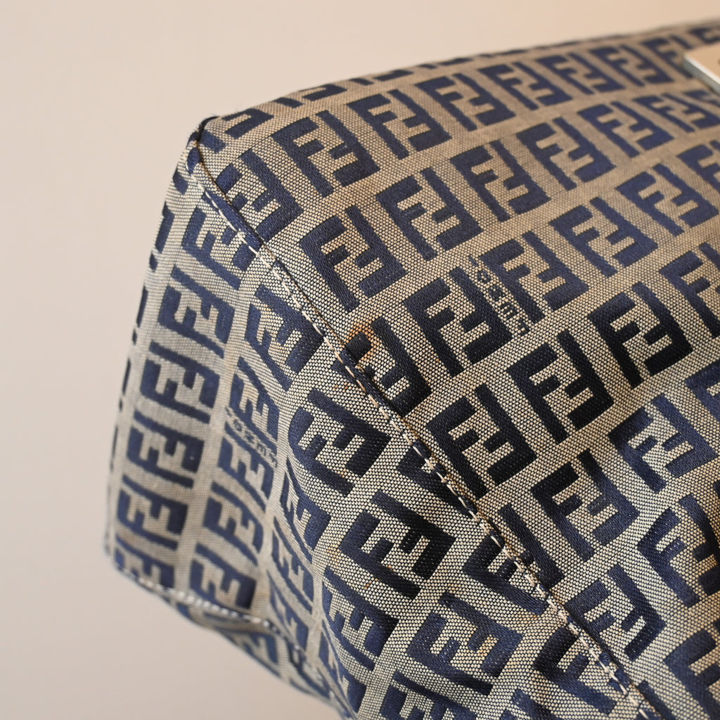 Fendi Mamma Baguette Zucchino Navy Shoulder Bag