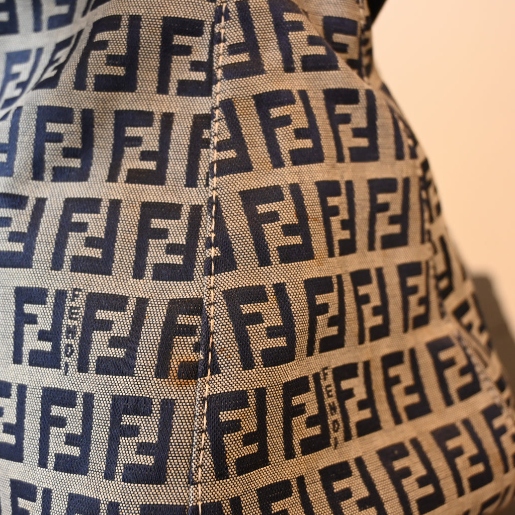 Fendi Mamma Baguette Zucchino Navy Shoulder Bag