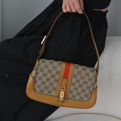 Gucci GG Canvas Beige Brown Shoulder Bag