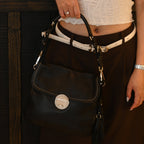 Prada Nappa Circle Buckle Tassel Square Flap