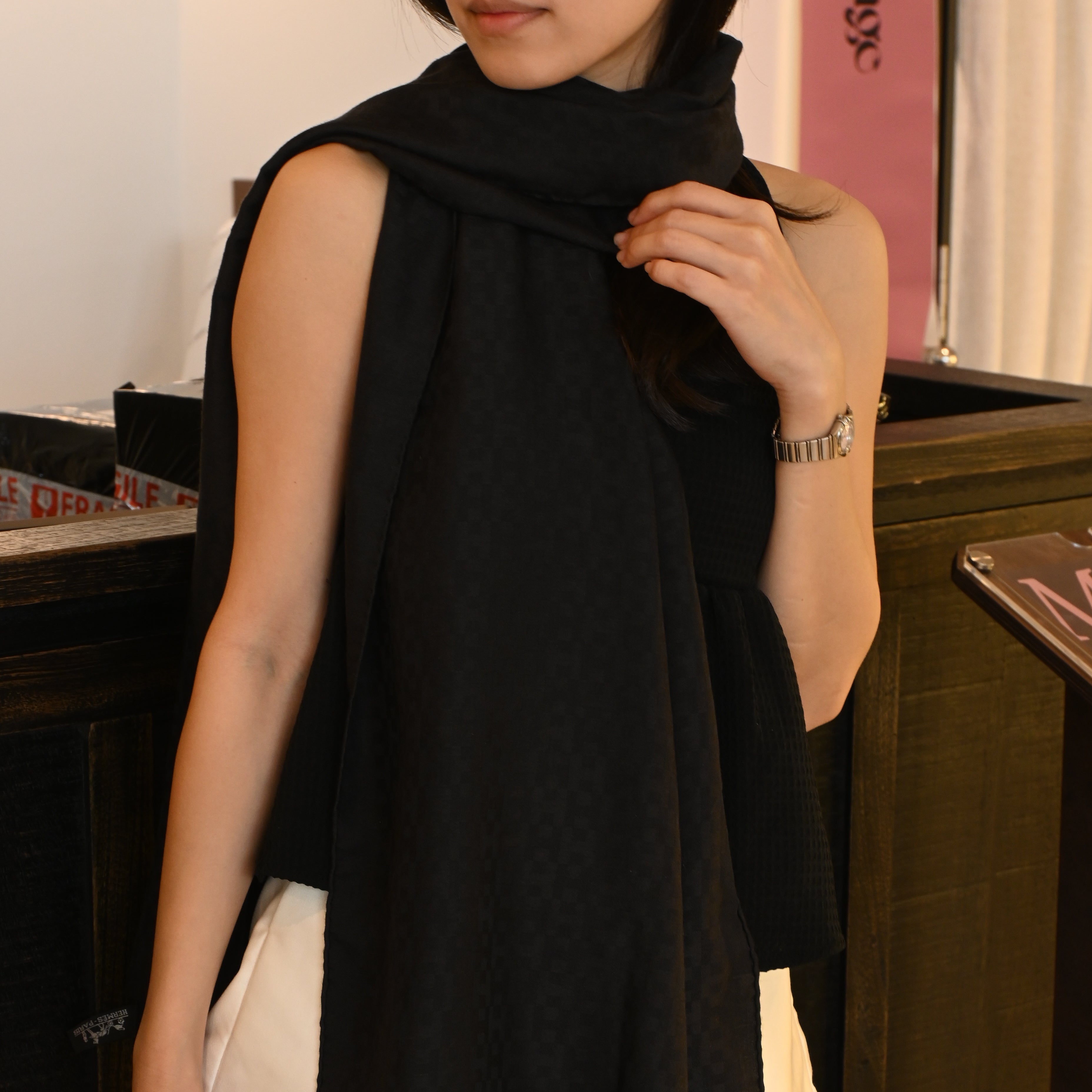 Hermès H Logo Stole Cashmere & Silk
