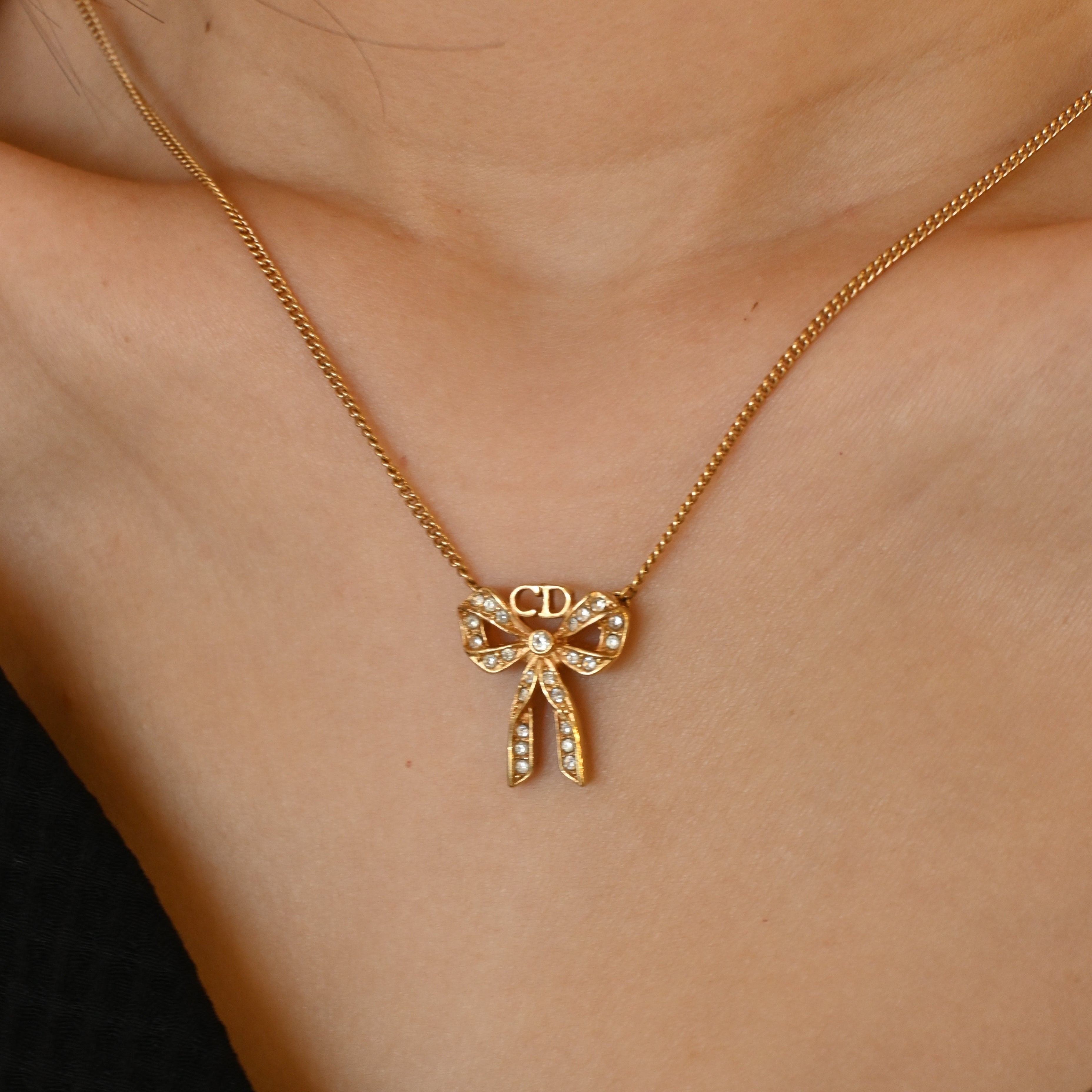Christian Dior Ribbon Bow Necklace