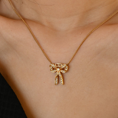 Christian Dior Ribbon Bow Necklace