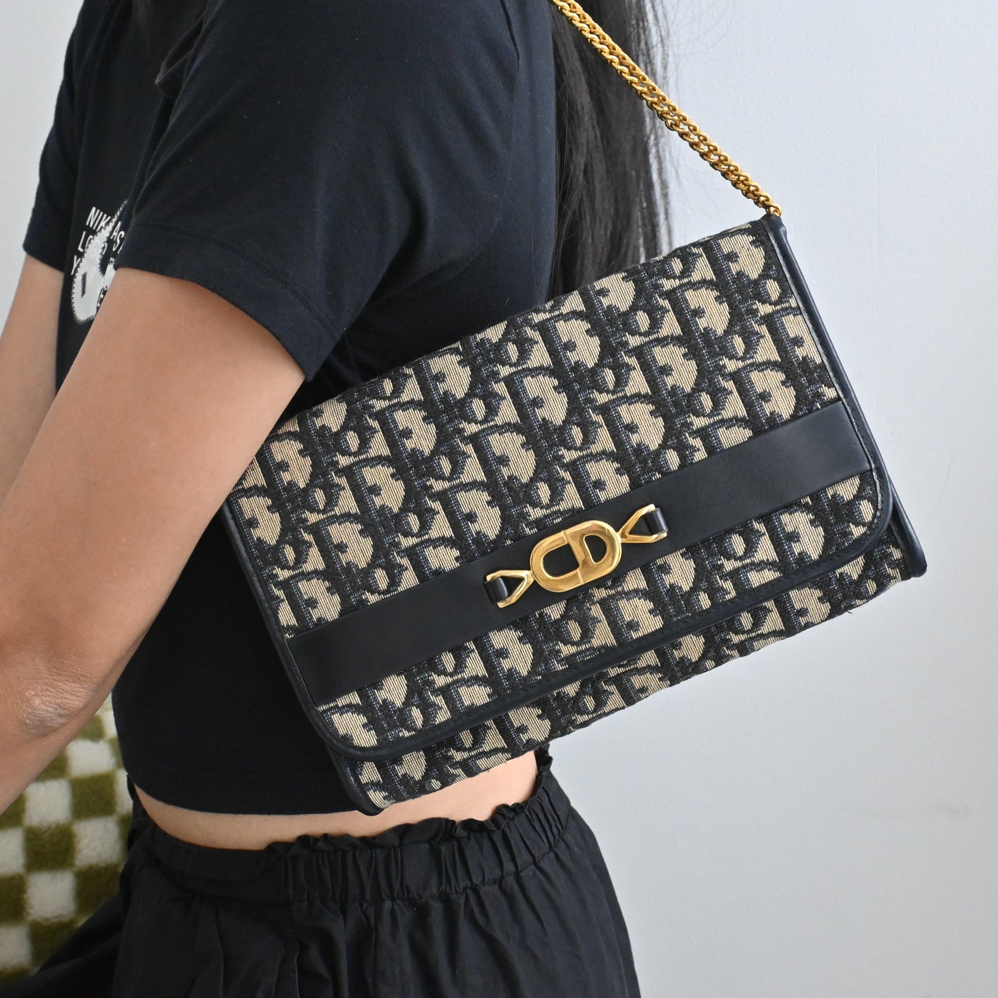 Christian Dior Trotter CD Logo Jacquard Chain bag