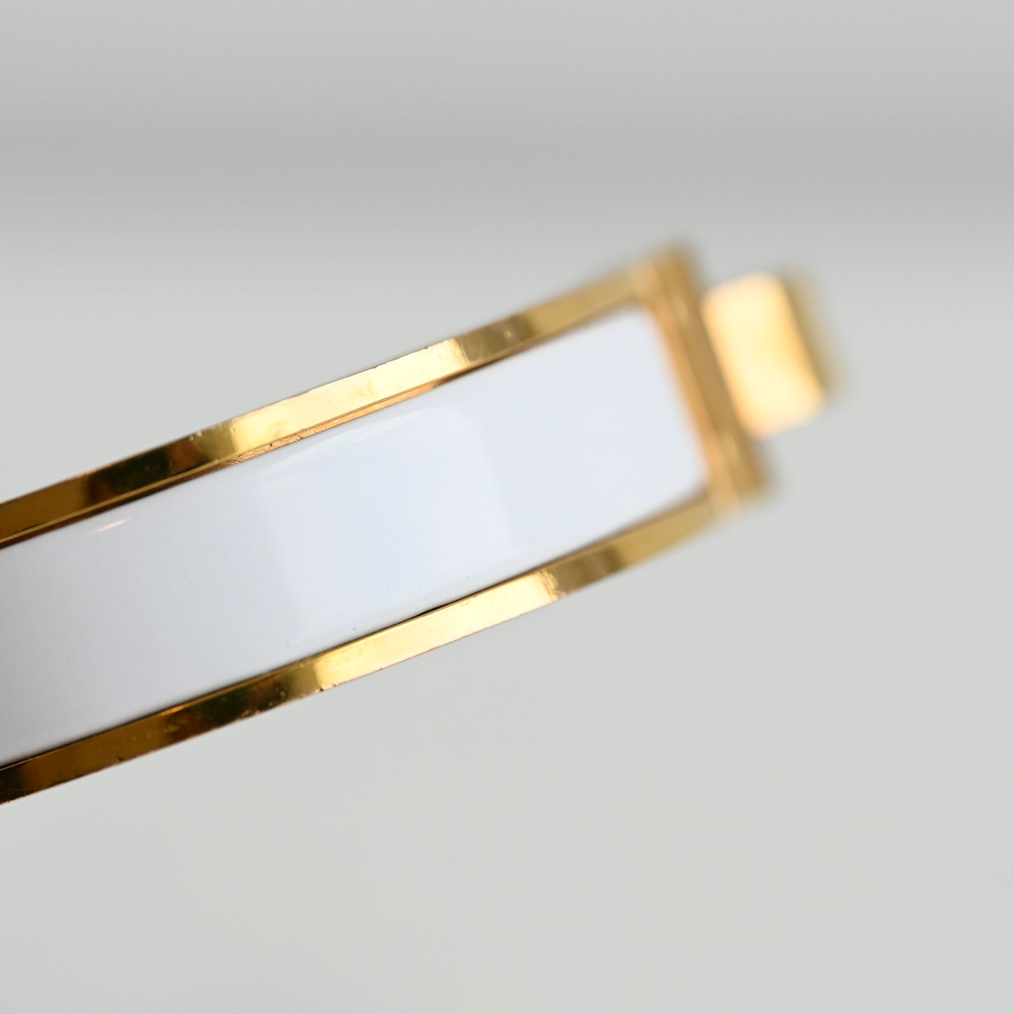 Hermes White Enamel Hinged Bracelet - Leluxe Vintage Sdn. Bhd.
