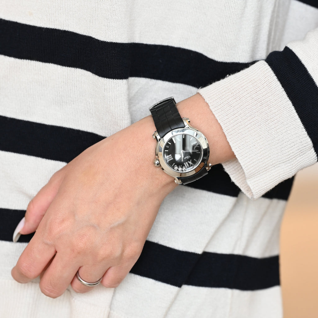 Chopard Happy Sports Black Dial Diamonds Watch