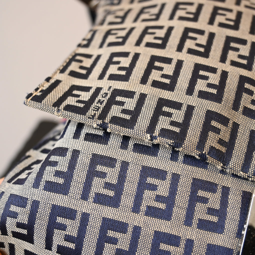 Fendi Mamma Baguette Zucchino Navy Shoulder Bag - Leluxe Vintage Sdn. Bhd.