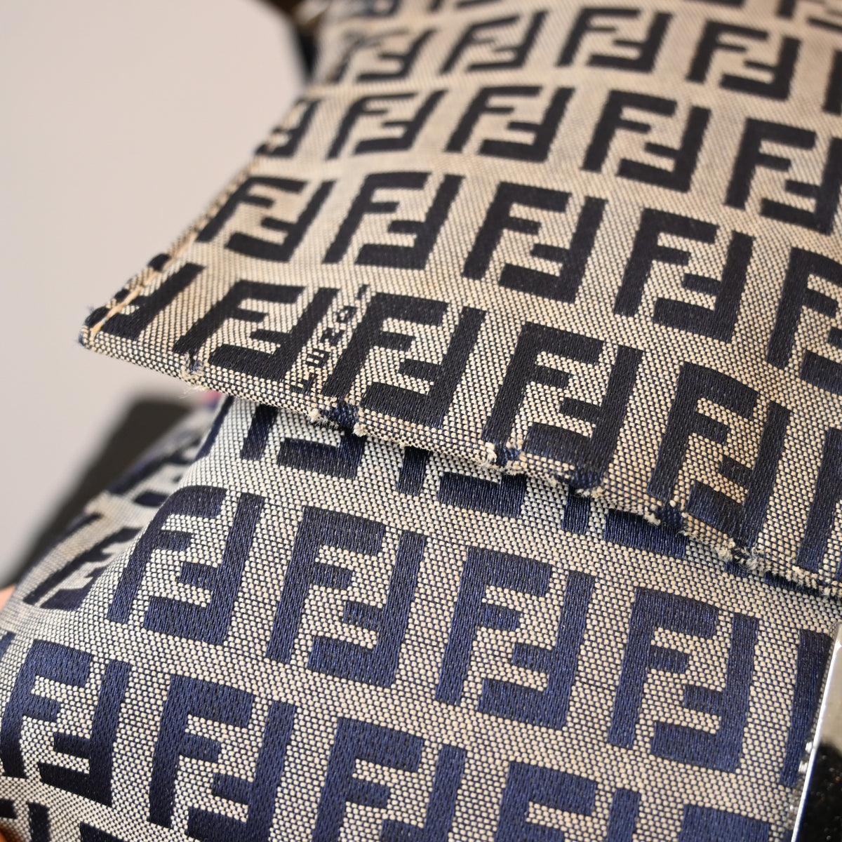 Fendi Mamma Baguette Zucchino Navy Shoulder Bag - Leluxe Vintage Sdn. Bhd.