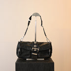 Prada Double Pocket Calfskin Nylon Shoulder Bag