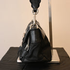 Prada Double Pocket Calfskin Nylon Shoulder Bag