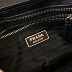 Prada Double Pocket Calfskin Nylon Shoulder Bag