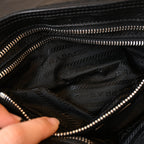 Prada Double Pocket Calfskin Nylon Shoulder Bag