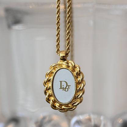 Christian Dior Logo Necklace Oval