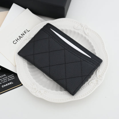 Chanel Matelasse Caviar Skin Card Case Black GHW