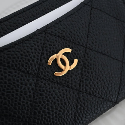 Chanel Matelasse Caviar Skin Card Case Black GHW