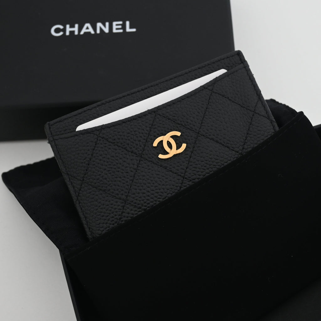 Chanel Matelasse Caviar Skin Card Case Black GHW - Leluxe Vintage Sdn. Bhd.