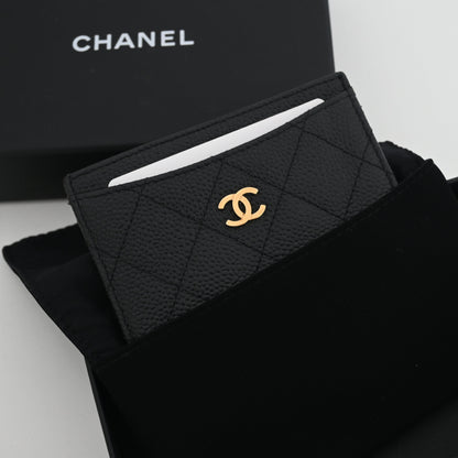 Chanel Matelasse Caviar Skin Card Case Black GHW
