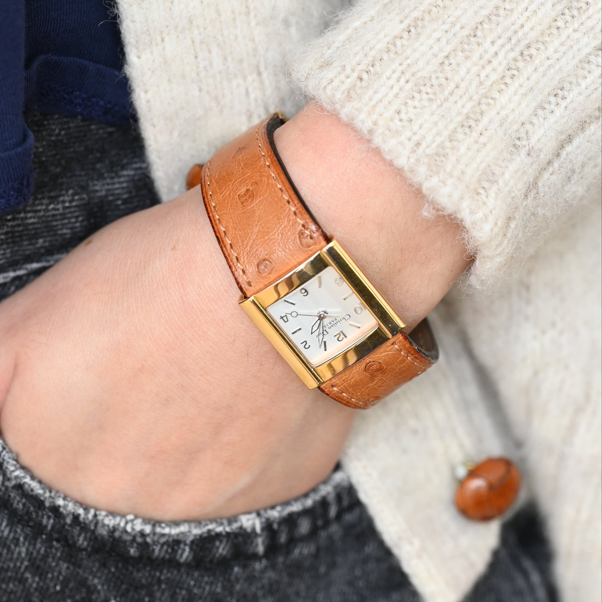 Christian Dior D80-140 Watch with Ostrict Leather Strap