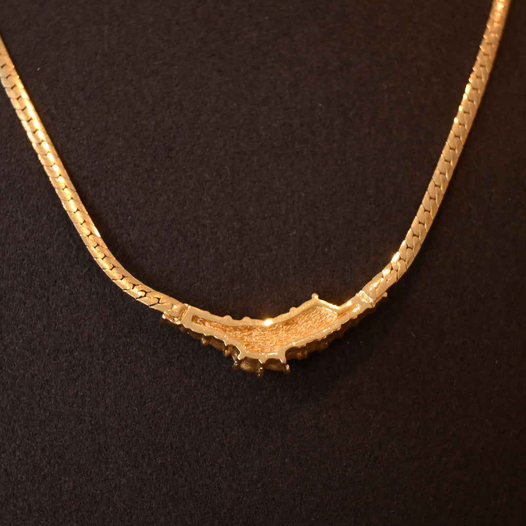 Christian Dior Flat Herringbone Rhinestone Necklace