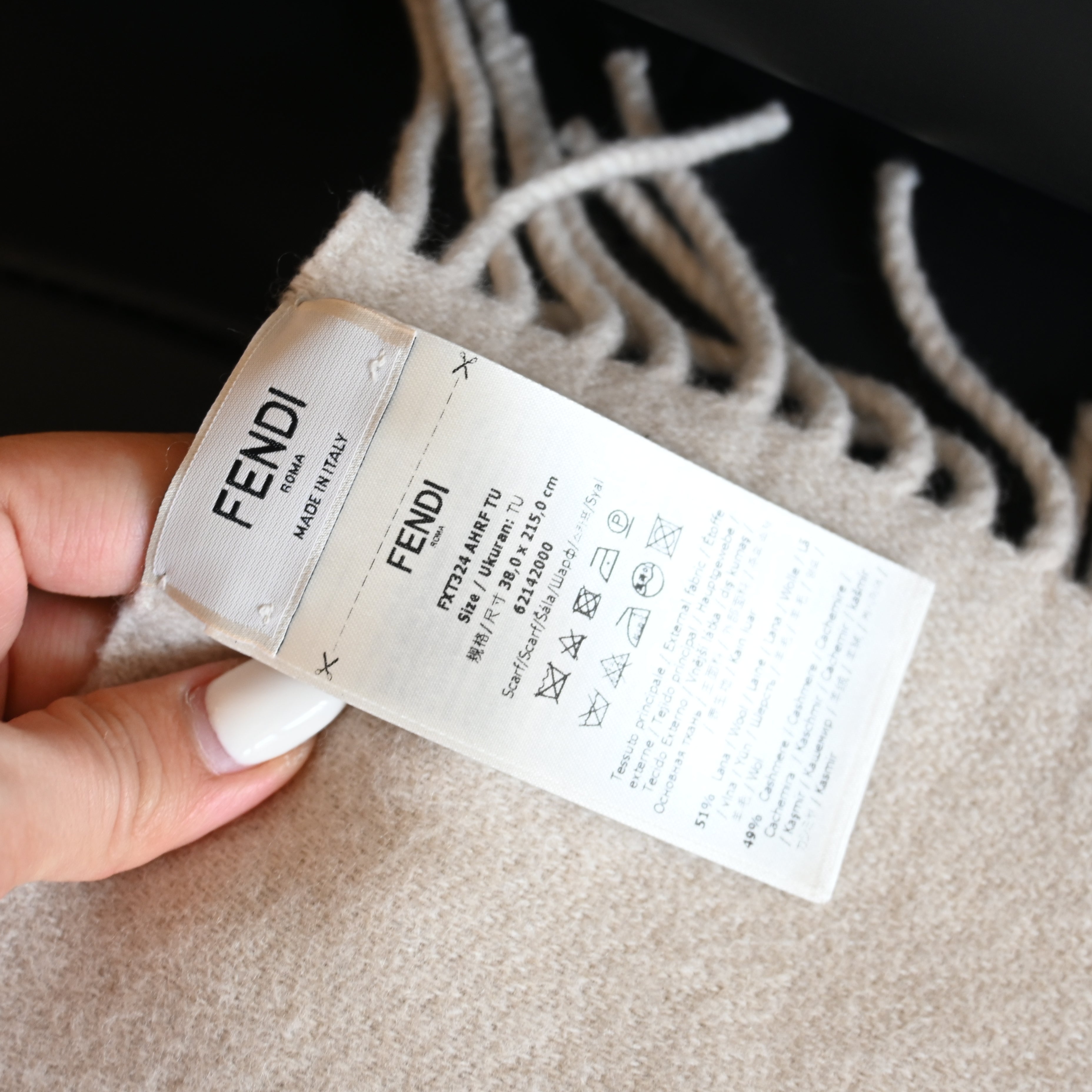 Fendi FXT324 Scarf Wool & Cashmere Beige - Leluxe Vintage Sdn. Bhd.