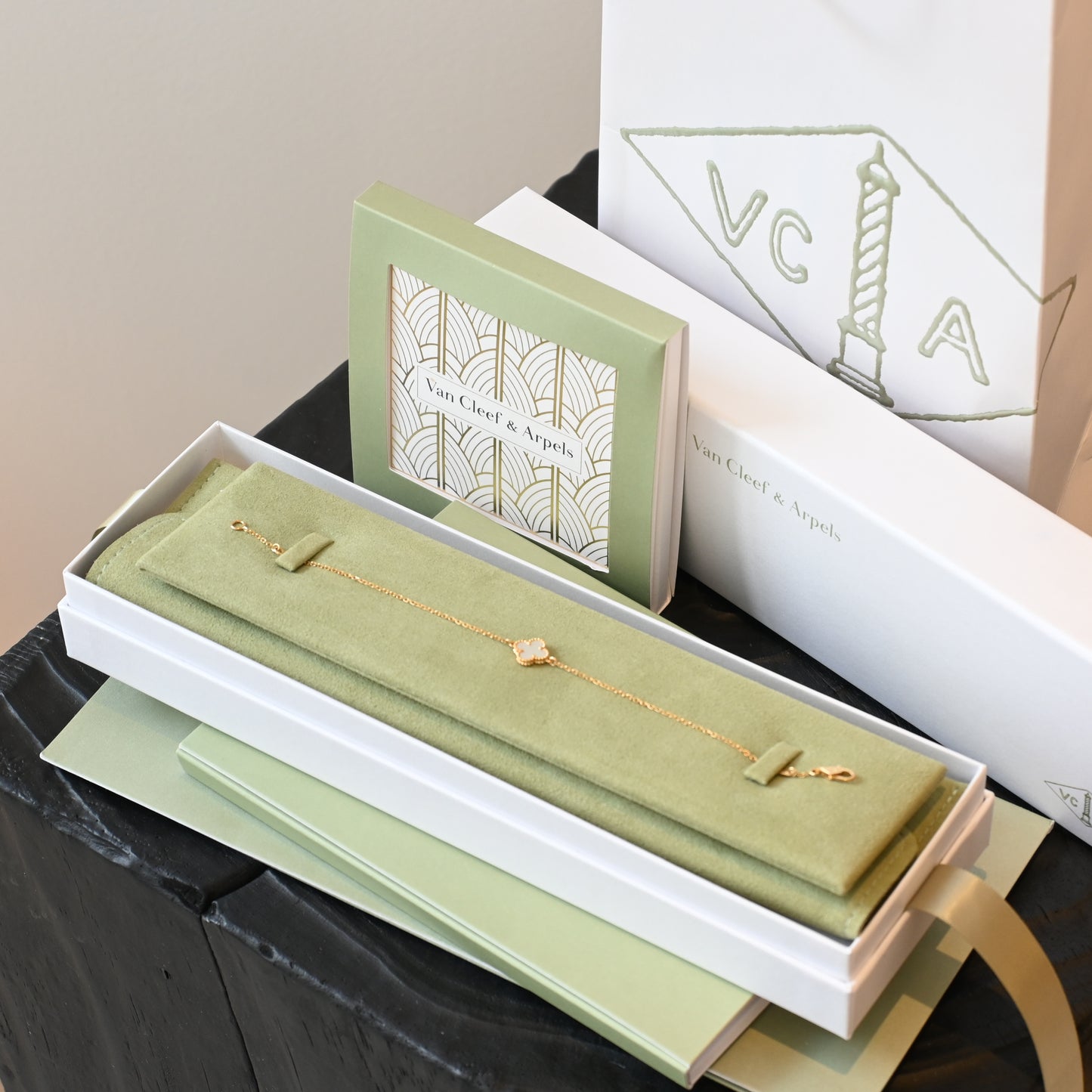 Van Cleef Sweet Alhambra Bracelet YG White Mother of Pearl