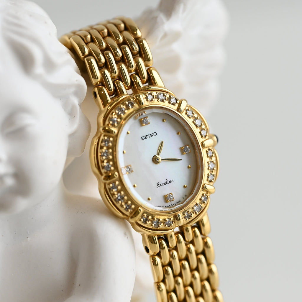 Seiko Exceline MOP Dial with 28P Diamonds Watch 5A50-5190