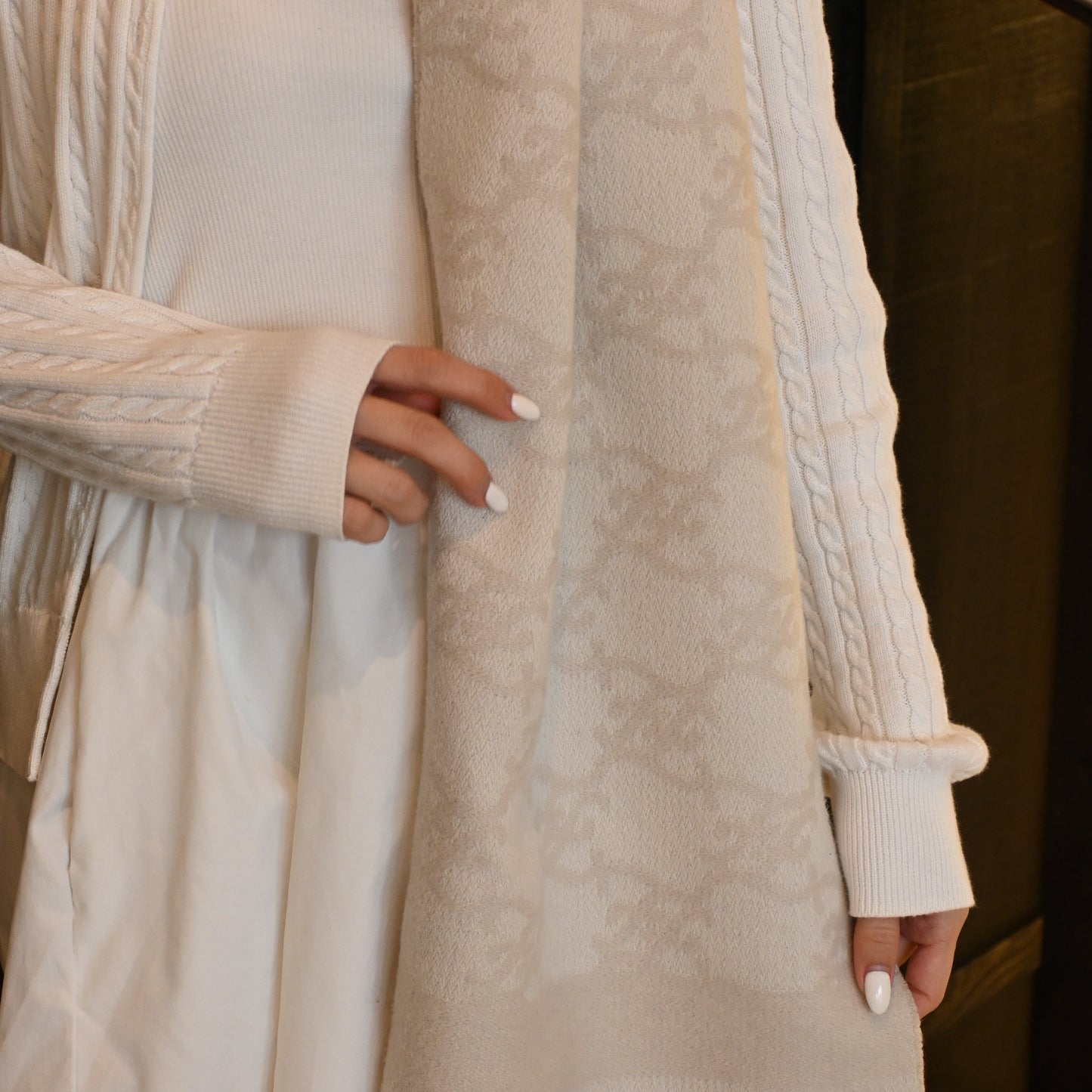 Fendi FXT324 Scarf Wool & Cashmere Beige