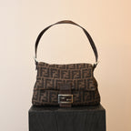 Fendi Mamma Baguette Wool Brown Monogram