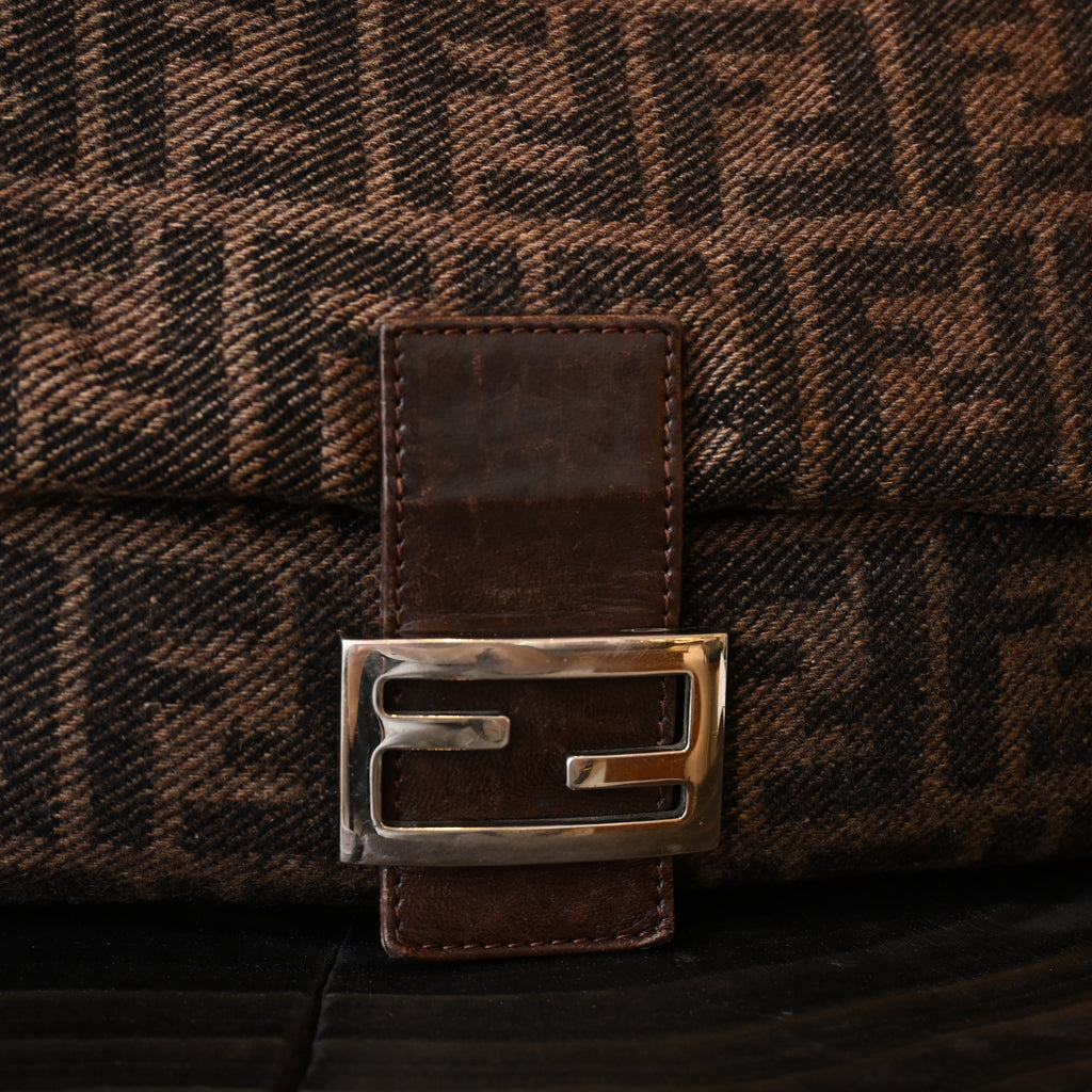 Fendi Mamma Baguette Wool Brown Monogram