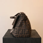 Fendi Mamma Baguette Wool Brown Monogram