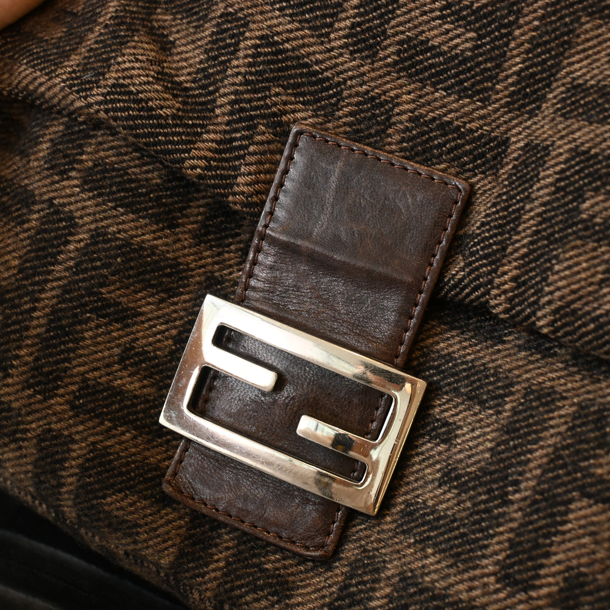 Fendi Mamma Baguette Wool Brown Monogram