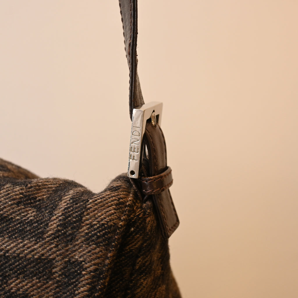 Fendi Mamma Baguette Wool Brown Monogram