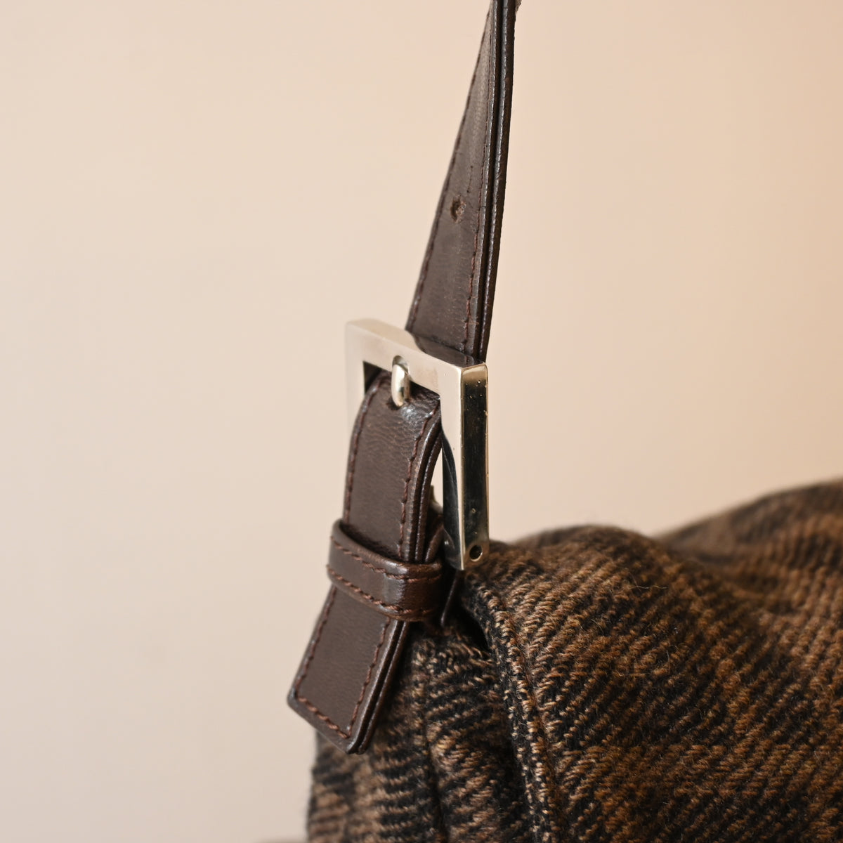 Fendi Mamma Baguette Wool Brown Monogram