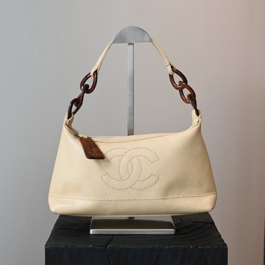 Chanel Caviar CC Hobo Wood Chain - Leluxe Vintage Sdn. Bhd.