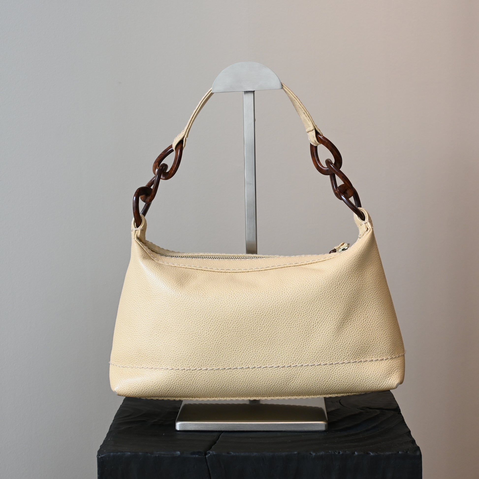 Chanel Caviar CC Hobo Wood Chain - Leluxe Vintage Sdn. Bhd.