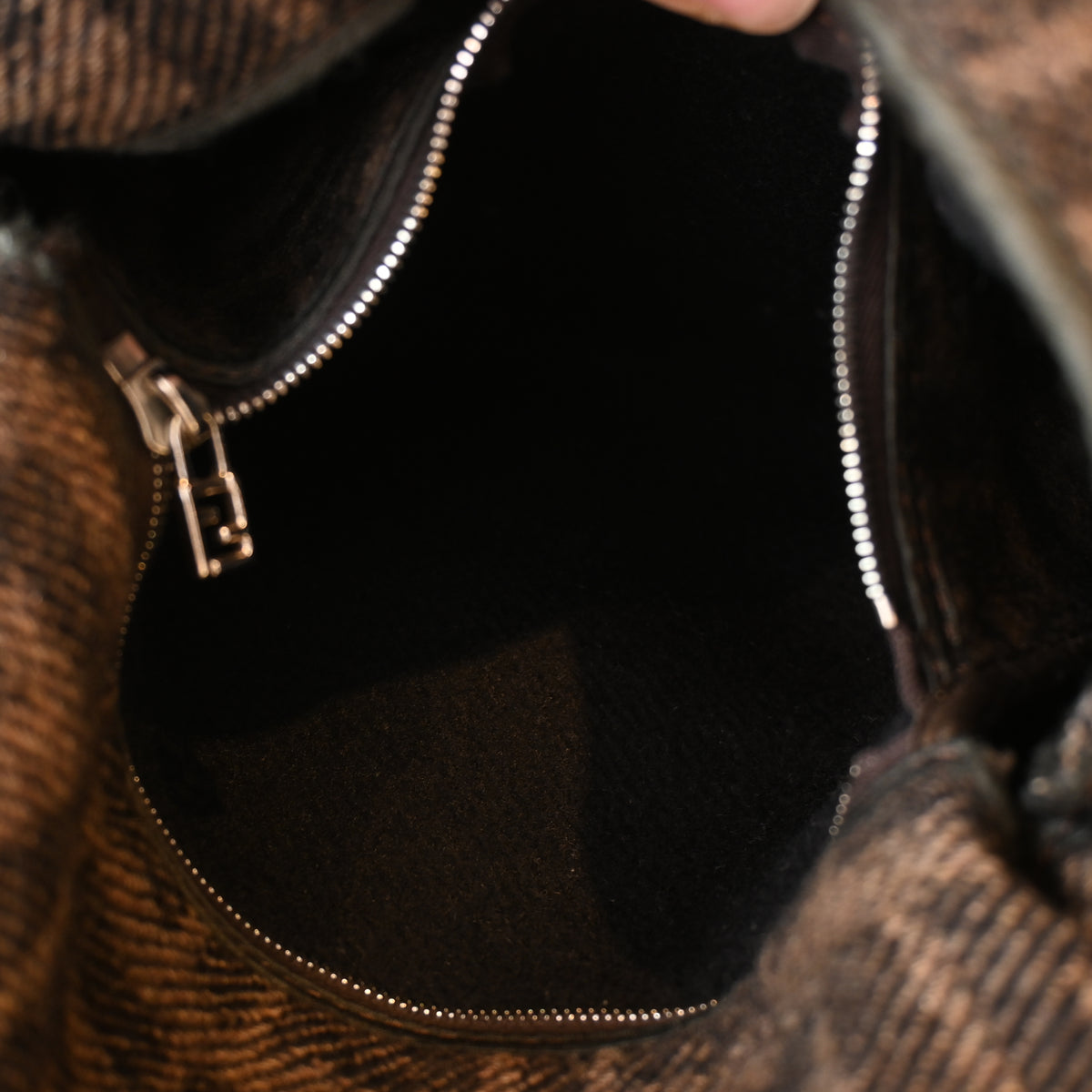 Fendi Mamma Baguette Wool Brown Monogram