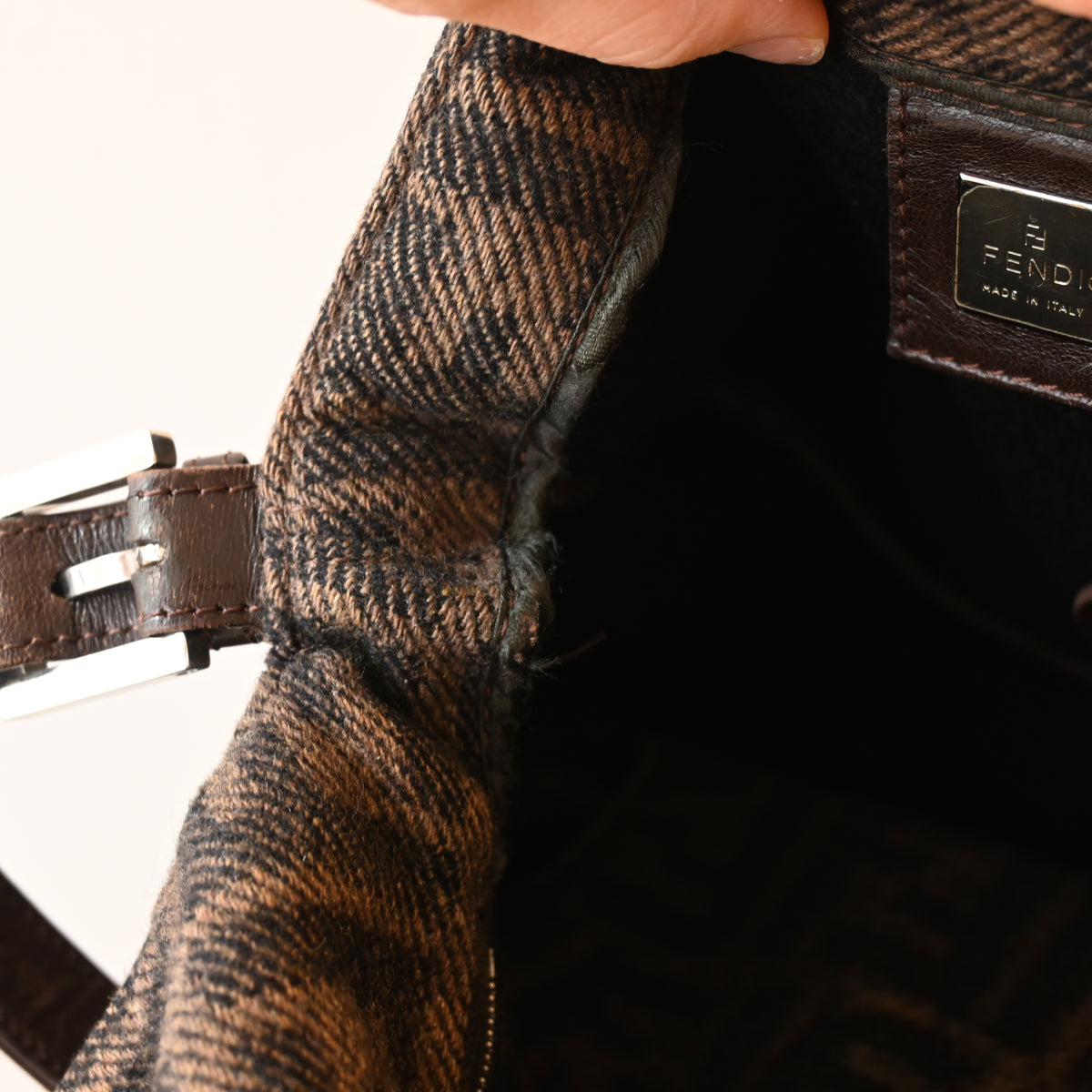 Fendi Mamma Baguette Wool Brown Monogram