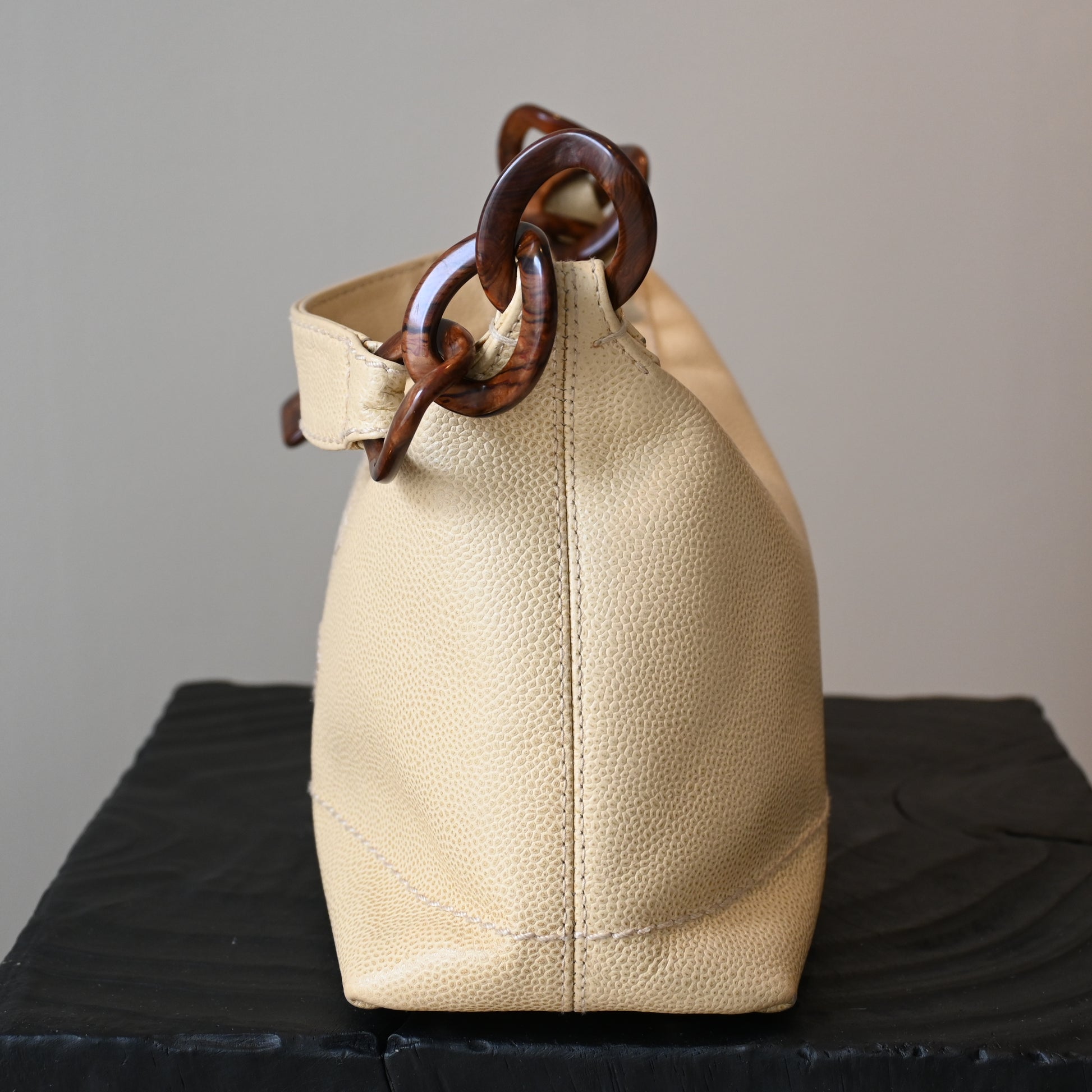 Chanel Caviar CC Hobo Wood Chain - Leluxe Vintage Sdn. Bhd.