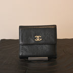 Chanel Coco Trifold Calfskin Wallet with Floral Charm Logo