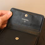 Chanel Coco Trifold Calfskin Wallet with Floral Charm Logo
