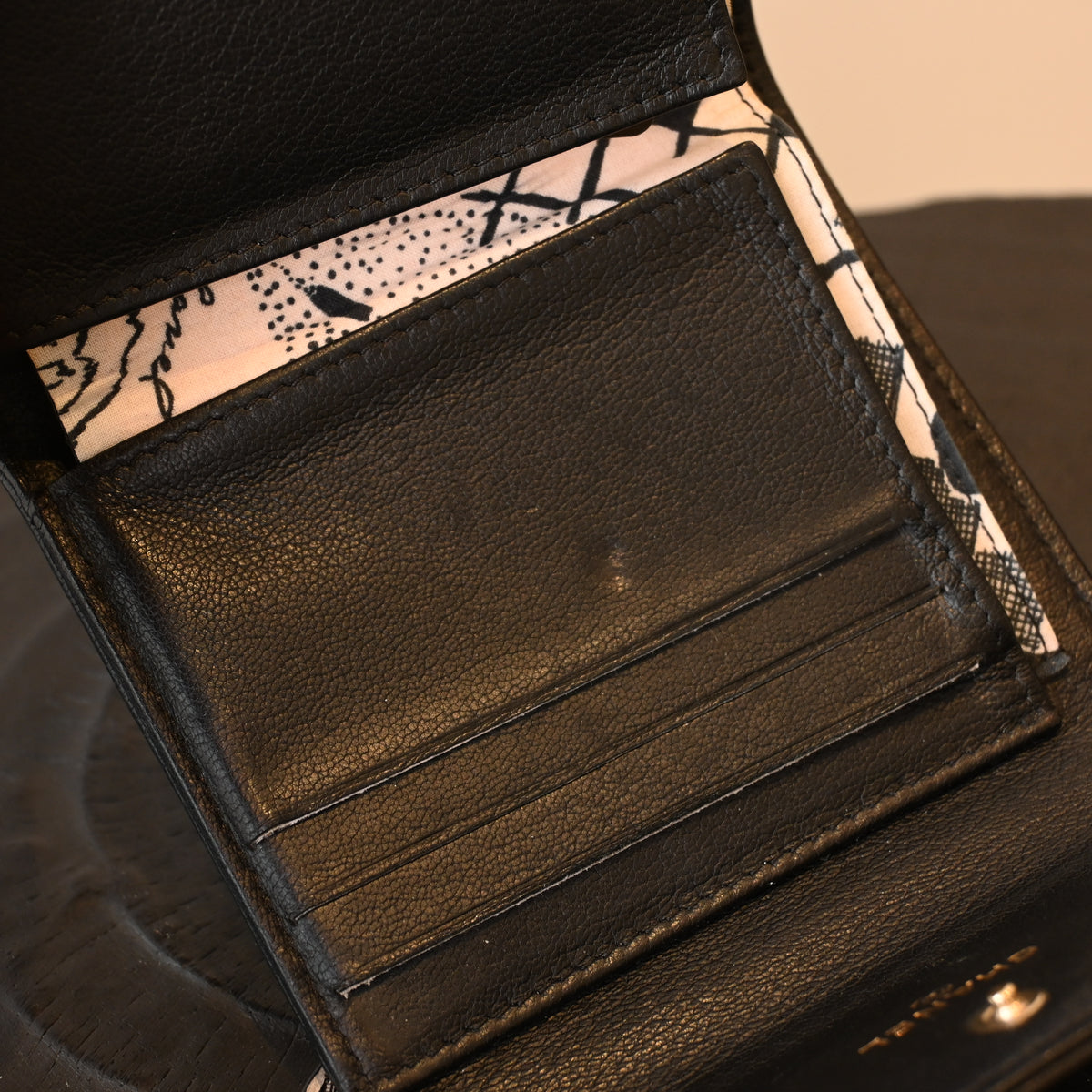 Chanel Coco Trifold Calfskin Wallet with Floral Charm Logo